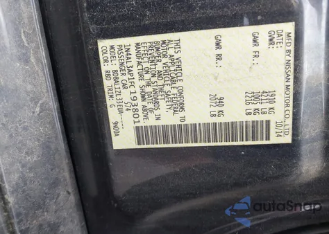 2015 Nissan Altima 2.5 Sv из США, поврежденный, VIN 1N4AL3AP1FC193801